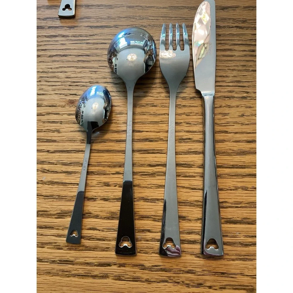 Disney Parks Mickey  Mouse Stainless Steel Flatware Set Forks Knives Spoons 48pc